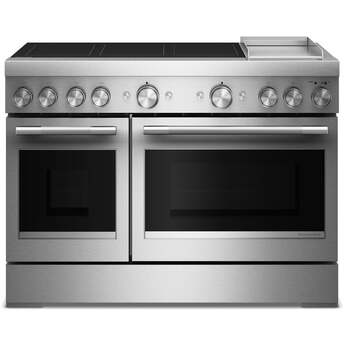 KitchenAid 48 Inch Freestanding Commercial-Style Induction Range with 6 Elements, Chrome-Infused Electric Griddle, 6.3 cu. ft. Total Capacity, Even-Heat™ True Convection, SatinGlide™ Roll-Out Extension Rack, Sabbath Mode, and Star-K Certified: Stainless Steel — thumbnail 7