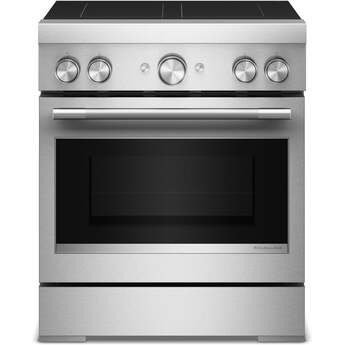 KitchenAid 30-Inch 4-Element Induction Freestanding Commercial-Style Range with Air Fry: Stainless Steel