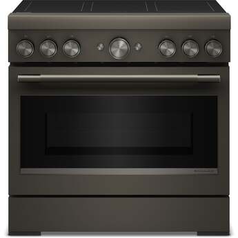 KitchenAid 36 Inch Freestanding Commercial-Style Induction Range with 6 Elements, 5.1 cu. ft. Oven Capacity, Self-Cleaning, Even-Heat™ True Convection, No Preheat Air Fry Mode, SatinGlide™ Roll-Out Extension Rack, Sabbath Mode, and Star K Certified: Black Ore