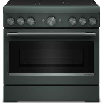 KitchenAid 36 Inch Freestanding Commercial-Style Induction Range with 6 Elements, 5.1 cu. ft. Oven Capacity, Self-Cleaning, Even-Heat™ True Convection, No Preheat Air Fry Mode, SatinGlide™ Roll-Out Extension Rack, Sabbath Mode, and Star K Certified: Juniper — thumbnail 5