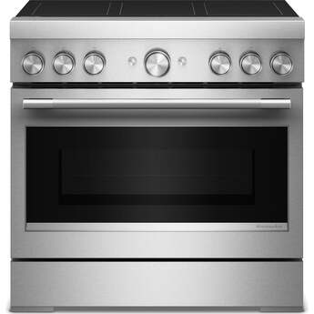 KitchenAid 36 Inch Freestanding Commercial-Style Induction Range with 6 Elements, 5.1 cu. ft. Oven Capacity, Self-Cleaning, Even-Heat™ True Convection, No Preheat Air Fry Mode, SatinGlide™ Roll-Out Extension Rack, Sabbath Mode, and Star K Certified: Stainless Steel — thumbnail 6