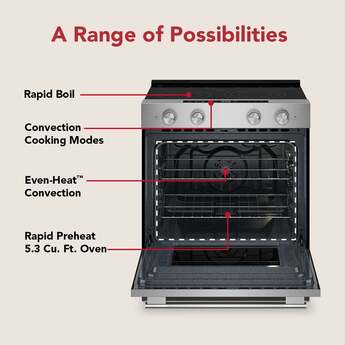KitchenAid 5.3 Cu. Ft. Smart Slide-in Electric Range with Convection Cooking Modes: Stainless Steel — thumbnail 7