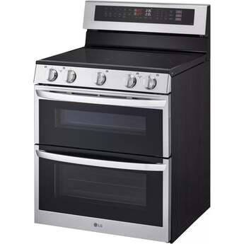 LG 30 Inch Double Electric Oven Range with 5 Radiant Heating Elements, 7.3 cu. ft. Total Capacity, ProBake Convection, Air Fry, Delay Bake, EasyClean, SmoothTouch® Glass Controls, UltraHeat Power Element, and ENERGY STAR® Certified: Stainless Steel — thumbnail 10