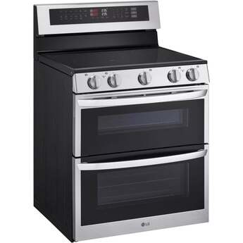LG 30 Inch Double Electric Oven Range with 5 Radiant Heating Elements, 7.3 cu. ft. Total Capacity, ProBake Convection, Air Fry, Delay Bake, EasyClean, SmoothTouch® Glass Controls, UltraHeat Power Element, and ENERGY STAR® Certified: Stainless Steel — thumbnail 11