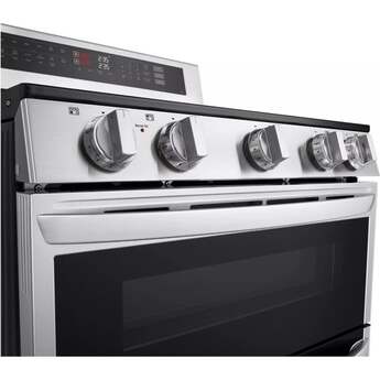 LG 30 Inch Double Electric Oven Range with 5 Radiant Heating Elements, 7.3 cu. ft. Total Capacity, ProBake Convection, Air Fry, Delay Bake, EasyClean, SmoothTouch® Glass Controls, UltraHeat Power Element, and ENERGY STAR® Certified: Stainless Steel — thumbnail 3
