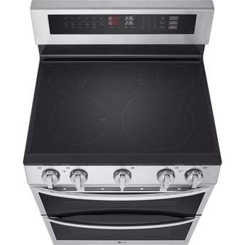 LG 30 Inch Double Electric Oven Range with 5 Radiant Heating Elements, 7.3 cu. ft. Total Capacity, ProBake Convection, Air Fry, Delay Bake, EasyClean, SmoothTouch® Glass Controls, UltraHeat Power Element, and ENERGY STAR® Certified: Stainless Steel — thumbnail 4