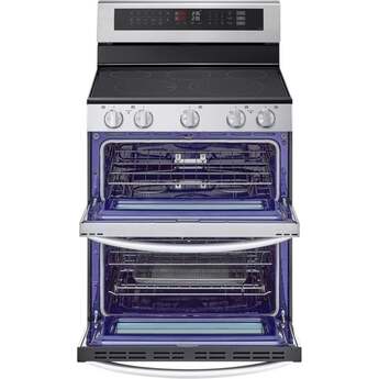 LG 30 Inch Double Electric Oven Range with 5 Radiant Heating Elements, 7.3 cu. ft. Total Capacity, ProBake Convection, Air Fry, Delay Bake, EasyClean, SmoothTouch® Glass Controls, UltraHeat Power Element, and ENERGY STAR® Certified: Stainless Steel — thumbnail 5