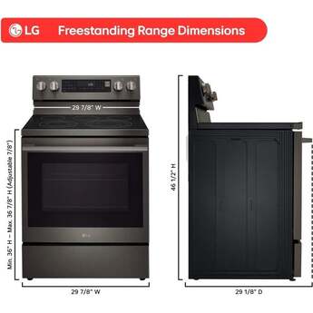 LG 30 Inch Electric Smart Range with 5 Radiant Elements, 6.3 cu. ft. Capacity, ProBake Convection®, Air Fry, ThinQ®, UltraHeat™, EasyClean®, InstaView®, Storage Drawer, Sabbath Mode, and ENERGY STAR® Certified: Black Stainless Steel — thumbnail 2