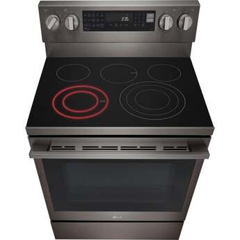 LG 30 Inch Electric Smart Range with 5 Radiant Elements, 6.3 cu. ft. Capacity, ProBake Convection®, Air Fry, ThinQ®, UltraHeat™, EasyClean®, InstaView®, Storage Drawer, Sabbath Mode, and ENERGY STAR® Certified: Black Stainless Steel — thumbnail 4