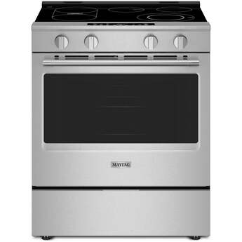 Maytag 30-Inch Wide Slide-In Electric Range with Grill Mode and No Preheat Air Fry - 5.3 Cu. Ft.: Fingerprint-Resistant Stainless Steel