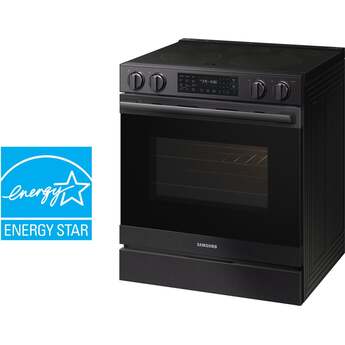 Samsung 30 Inch Slide-In Electric Smart Range with 5 Elements, 6.3 cu. ft. True Convection Oven, 12"/9" Dual Element, Storage Drawer, No-Preheat Air Fry Max, Self & Steam Clean, ADA Compliant, and Energy Star?: Matte Black Steel — thumbnail 2