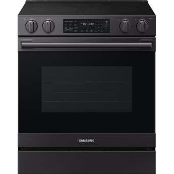 Samsung 30 Inch Slide-In Electric Smart Range with 5 Elements, 6.3 cu. ft. True Convection Oven, 12"/9" Dual Element, Storage Drawer, No-Preheat Air Fry Max, Self & Steam Clean, ADA Compliant, and Energy Star?: Matte Black Steel — thumbnail 4