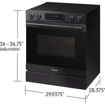 Samsung 30 Inch Slide-In Electric Smart Range with 5 Elements, 6.3 cu. ft. True Convection Oven, 12"/9" Dual Element, Storage Drawer, No-Preheat Air Fry Max, Self & Steam Clean, ADA Compliant, and Energy Star?: Matte Black Steel — thumbnail 5