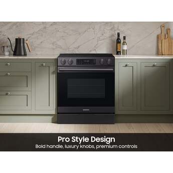 Samsung 30 Inch Slide-In Electric Smart Range with 5 Elements, 6.3 cu. ft. True Convection Oven, 12"/9" Dual Element, Storage Drawer, No-Preheat Air Fry Max, Self & Steam Clean, ADA Compliant, and Energy Star?: Matte Black Steel — thumbnail 6