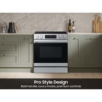 Samsung 30 Inch Slide-In Electric Smart Range with 5 Elements, 6.3 cu. ft. True Convection Oven, 12"/9" Dual Element, Storage Drawer, No-Preheat Air Fry Max, Self & Steam Clean, ADA Compliant, and Energy Star?: Stainless Steel — thumbnail 6