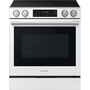 Samsung 30 Inch Slide-In Electric Smart Range with 5 Elements, 6.3 cu. ft. True Convection Oven, 12"/9" Dual Element, Storage Drawer, No-Preheat Air Fry Max, Self & Steam Clean, ADA Compliant, and Energy Star?: White Glass — thumbnail 3