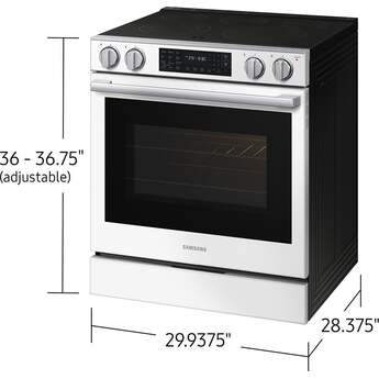 Samsung 30 Inch Slide-In Electric Smart Range with 5 Elements, 6.3 cu. ft. True Convection Oven, 12"/9" Dual Element, Storage Drawer, No-Preheat Air Fry Max, Self & Steam Clean, ADA Compliant, and Energy Star?: White Glass — thumbnail 5