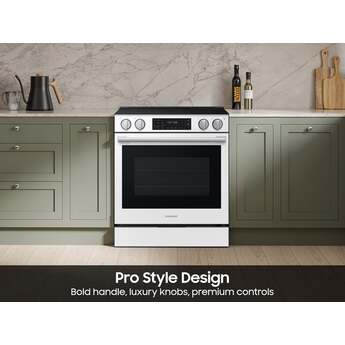 Samsung 30 Inch Slide-In Electric Smart Range with 5 Elements, 6.3 cu. ft. True Convection Oven, 12"/9" Dual Element, Storage Drawer, No-Preheat Air Fry Max, Self & Steam Clean, ADA Compliant, and Energy Star?: White Glass — thumbnail 6