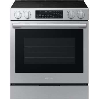 Samsung 30 Inch Slide-In Electric Smart Range with 5 Elements, 6.3 cu. ft. True Convection Oven, Express Boil?, Storage Drawer, No-Preheat Air Fry Max, Self & Steam Clean, ADA Compliant, and Energy Star?: Stainless Steel — thumbnail 3