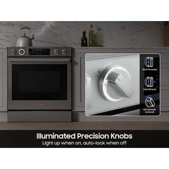 Samsung 30 Inch Slide-In Electric Smart Range with 5 Elements, 6.3 cu. ft. True Convection Oven, Express Boil?, Storage Drawer, No-Preheat Air Fry Max, Self & Steam Clean, ADA Compliant, and Energy Star?: Stainless Steel — thumbnail 8