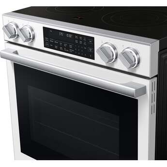 Samsung 30 Inch Slide-In Electric Smart Range with 5 Elements, 6.3 cu. ft. True Convection Oven, Express Boil?, Storage Drawer, No-Preheat Air Fry Max, Self & Steam Clean, ADA Compliant, and Energy Star?: White Glass — thumbnail 5