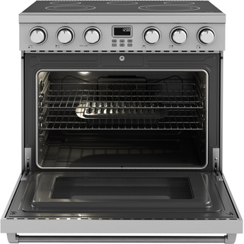 Thor ARE Series 36 Inch Freestanding Professional Electric Range with 5 Elements, 6 cu. ft. Oven Capacity, Black Glass Top, LED Display Screen, and Convection Fan: Stainless Steel — thumbnail 3