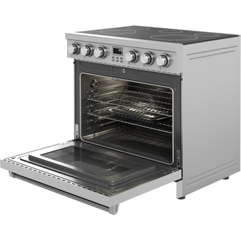 Thor ARE Series 36 Inch Freestanding Professional Electric Range with 5 Elements, 6 cu. ft. Oven Capacity, Black Glass Top, LED Display Screen, and Convection Fan: Stainless Steel — thumbnail 6