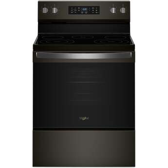 Whirlpool 30 Inch Freestanding Electric Range with 5 Radiant Elements, 5.3 cu. ft. Convection Oven, FlexHeat™ Dual Elements, Storage Drawer, Air Cooking, Steam Clean, ENERGY STAR®, and Star K: Fingerprint-Resistant Black Stainless Steel