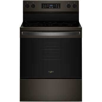 Whirlpool 30 Inch Electric Range with Air Cooking Technology: Black Stainless