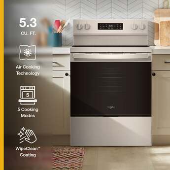 Whirlpool 30 Inch Electric Range with Air Cooking Technology: Fingerprint Resistant Stainless Steel — thumbnail 4