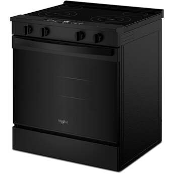 Whirlpool 30 Inch Slide-In Electric Range with 4 Radiant Elements, 5.3 cu. ft. Oven Capacity, FlexHeat™ Dual Elements, Storage Drawer, Self+Steam Clean, ADA Compliant, and ENERGY STAR®: Black — thumbnail 4