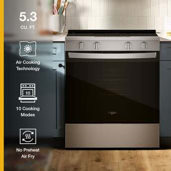 Whirlpool 30 Inch Electric Smart Range With Air Cooking Technology And Steam Clean: Stainless Steel — thumbnail 3