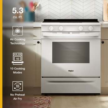 Whirlpool 30 Inch Electric Smart Range With Air Cooking Technology And Steam Clean: White — thumbnail 3