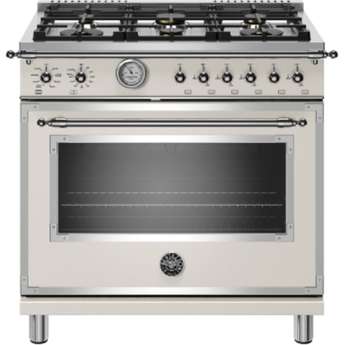 Bertazzoni Heritage Series 36" Ivory Gloss Natural Gas Sealed Burner Range - Convection