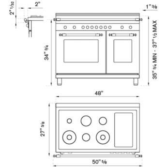 Bertazzoni Heritage Series 48" Matte Black Natural Gas Sealed Burner Double Oven Range with Electric Griddle - Convection — thumbnail 2