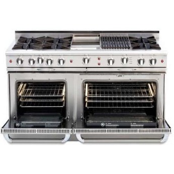 Capital Culinarian 60" Stainless Steel Gas Open Burner Double Oven Range with Griddle - Convection