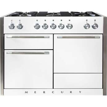 AGA Mercury 48" White Dual Fuel (Natural Gas) Sealed Burner Triple Oven Range - Convection