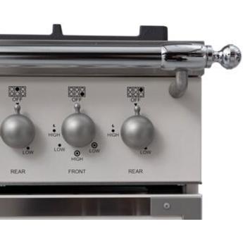 Bertazzoni HERT486GGASAVTLP Heritage Series 48 Inch Ivory Gloss Bisque Gas Convection Double Oven Freestanding Range — thumbnail 3