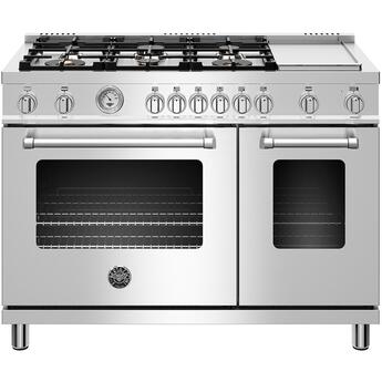 Bertazzoni MAST486GGASXTLP Master Series 48 Inch Stainless Steel Gas Convection Double Oven Freestanding Range