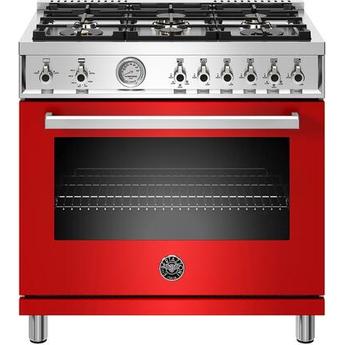 Bertazzoni PROF366GASROTLP Professional Series 36 Inch Rosso Red Gas Convection Freestanding Range