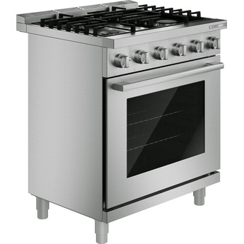 Bosch 30 Inch Freestanding Gas Range with 4 Sealed Burners, 4.9 cu. ft. Oven Capacity, Continuous Cast Iron Grates, Dishwasher-Safe Grates, Broil Mode, Even Cooking, Oven Preheat Light, Industrial-Chic Design, and ADA Compliant: Stainless Steel — thumbnail 3