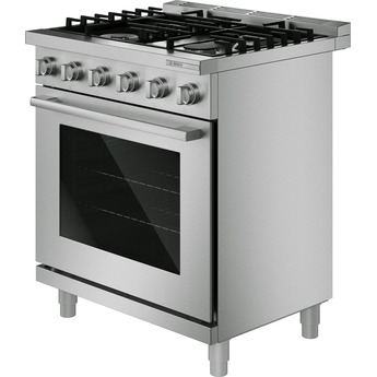 Bosch 30 Inch Freestanding Gas Range with 4 Sealed Burners, 4.9 cu. ft. Oven Capacity, Continuous Cast Iron Grates, Dishwasher-Safe Grates, Broil Mode, Even Cooking, Oven Preheat Light, Industrial-Chic Design, and ADA Compliant: Stainless Steel — thumbnail 4