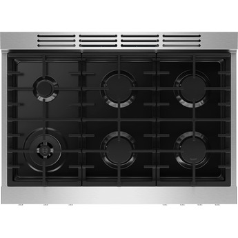 Bosch 36 Inch Freestanding Gas Range with 6 Sealed Burners, 5.6 cu. ft. Oven Capacity, Continuous Cast Iron Grates, Dishwasher Safe Grates, Illuminated Knobs, QuietClose®, Telescopic Rack, Third Heating Element, Broil Mode, and ADA Compliant: Stainless Steel — thumbnail 5