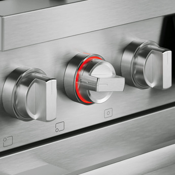 Bosch 36 Inch Freestanding Gas Range with 6 Sealed Burners, 5.6 cu. ft. Oven Capacity, Continuous Cast Iron Grates, Dishwasher Safe Grates, Illuminated Knobs, QuietClose®, Telescopic Rack, Third Heating Element, Broil Mode, and ADA Compliant: Stainless Steel — thumbnail 9