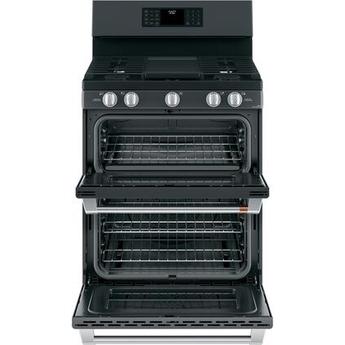 Cafe CGB550P3MD1 Matte Collection Series 30 Inch Matte Black Gas Convection Double Oven Freestanding Range — thumbnail 2