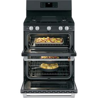 Cafe CGB550P3MD1 Matte Collection Series 30 Inch Matte Black Gas Convection Double Oven Freestanding Range — thumbnail 3