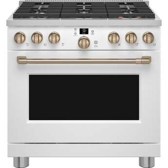 Cafe CGY366P4TW2 Matte Collection Series 36 Inch Matte White Gas Freestanding Range, in Matte White