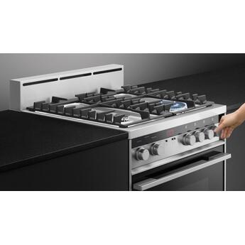 Fisher Paykel Contemporary 24" Brushed Stainless Steel with Black Glass Sealed Natural Gas Sealed Burner Range - Convection — thumbnail 3