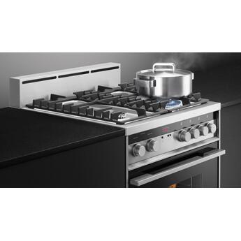Fisher Paykel Contemporary 24" Brushed Stainless Steel with Black Glass Sealed Natural Gas Sealed Burner Range - Convection — thumbnail 9