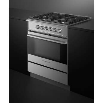 Fisher Paykel OR30SDG4X1 Contemporary Series 30 Inch Brushed Stainless Steel with Black Glass Gas Convection Freestanding Range — thumbnail 7